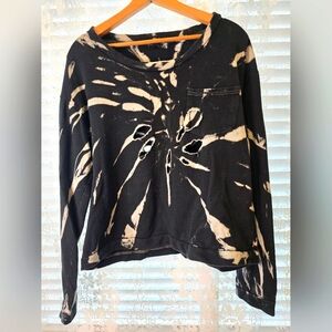 POL Black Tye Dye Cropped Sweatshirt, Womens Oversized Pol Sweatshirt